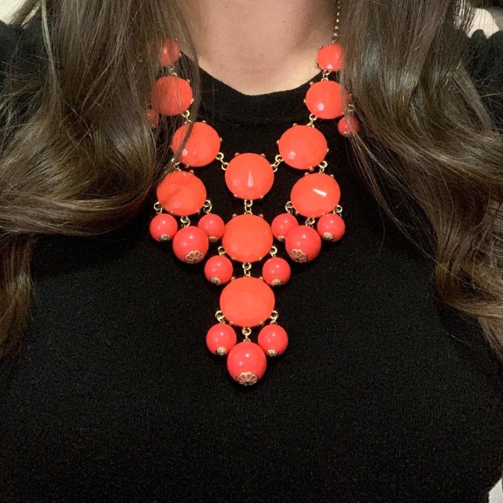 Bright Coral Chandelier Bobble Necklace